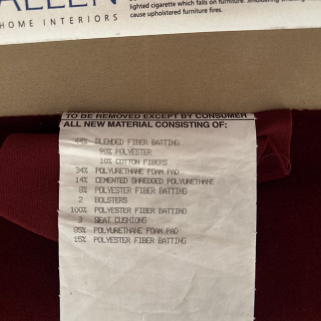 Red Ethan Allen Red Couch Sofa For Sale - Image 8 of 9