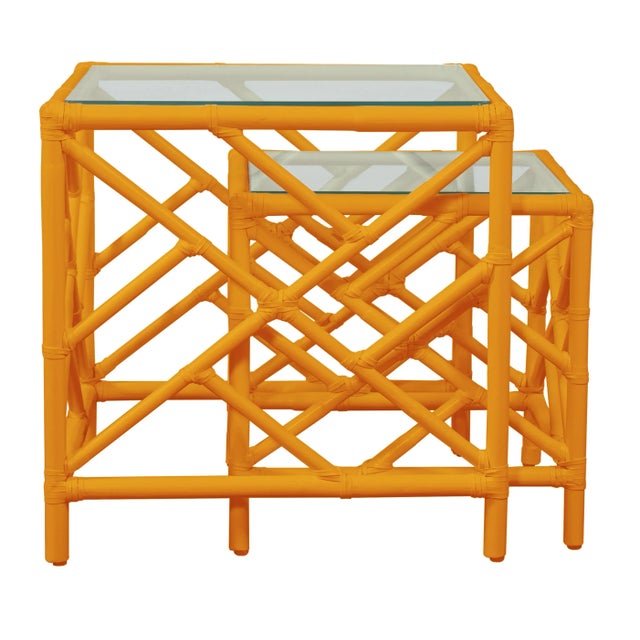 Chippendale Nesting Tables - Orange For Sale In West Palm - Image 6 of 7