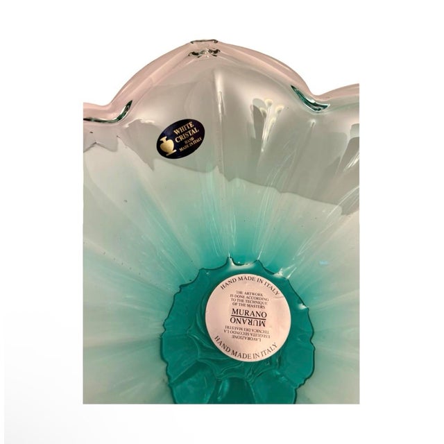 Traditional Vintage Murano Italy Art Glass Footed Pedestal Centerpiece Compote Bowl Large. For Sale - Image 3 of 9