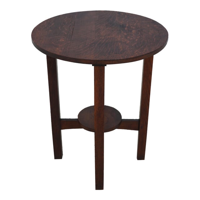 L&jg Stickley Antique Round Mission Oak Lamp Table For Sale