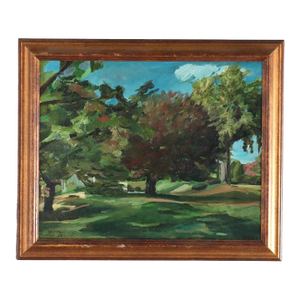 Vintage American Impressionist Oil on Canvas Landscape Painting by L. R. DeFiore
