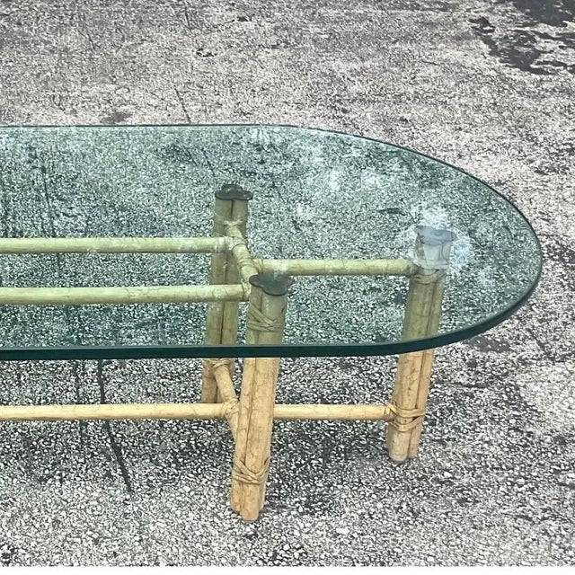 Late 20th Century Vintage Coastal Signed McGuire Coffee Table For Sale - Image 12 of 15