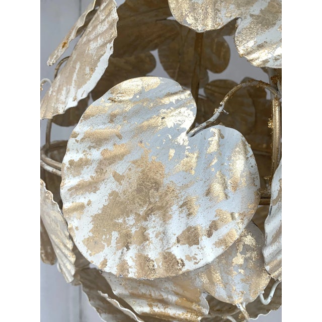 Not Yet Made - Made To Order Contemporary Gold-Leaf and White Leaves Sphere Suspension Pendant For Sale - Image 5 of 8