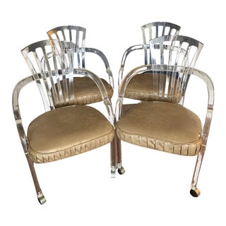 1970s Vintage Hill Manufacturing Co. Lucite Fanback Dining Chairs - Set of 4 For Sale
