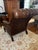 2000 - 2009 Oversized Diamond Tufted Leather Library Chair, Bobbin Legs & Nailhead Trim For Sale - Image 5 of 7