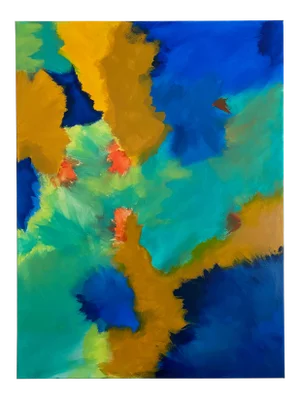 “Sunlit Waters” Abstract Acrylic Painting by Jennifer Hopkins-Wilcox