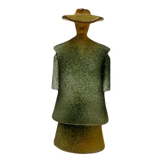Kosta Boda "Catwalk" Series "Poncho" Green Art Glass Sculpture by Kjell Engman For Sale
