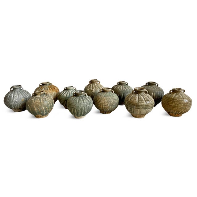 Asian Antique Antique Small Ocean Earthware Pot/Vase For Sale - Image 3 of 8