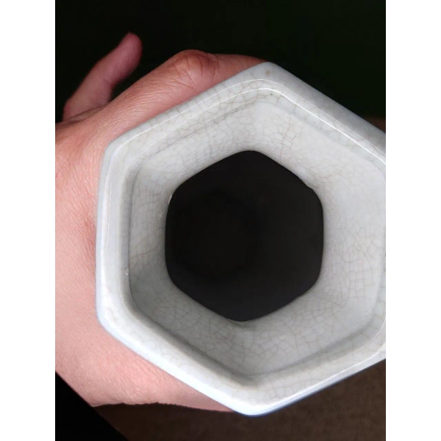 Mid-Century Modern Vintage MCM Chinoiserie Blue&White Porcelain Floor Vase 14" For Sale - Image 3 of 5