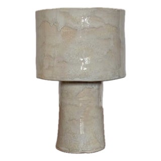 Ceramic Table Lamp Contemporary Handmade Dusty White Table Lamp For Sale