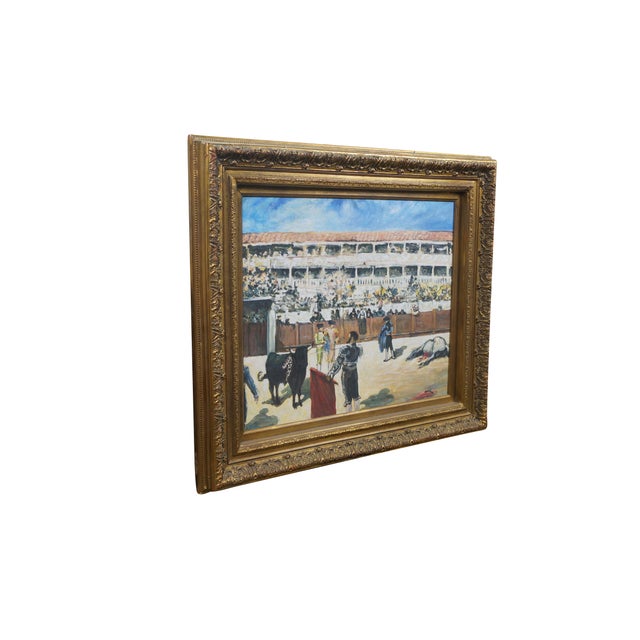 Impressionist Late 20th Century Bullfight Death of the Bull Oil Painting on Canvas After Édouard Manet 33" For Sale - Image 3 of 11
