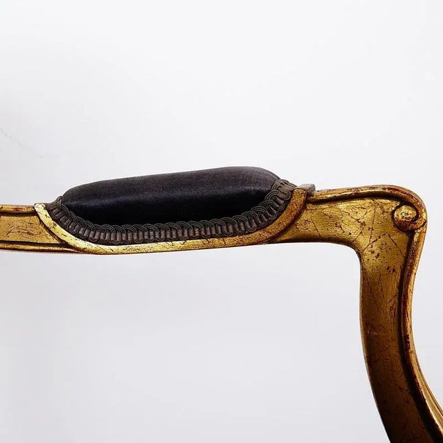 Louis XV Style Chairs with Navy Blue Silk For Sale - Image 6 of 13