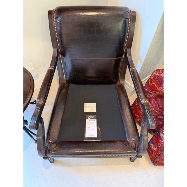 Wood Paul Schatz Lounge Chair With Floral Red Upholstery and Wood Frame For Sale - Image 7 of 10