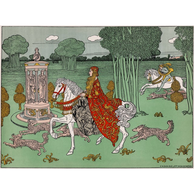 Charles doudelet (1861-1938) la châtelaine (the lady of the manor) original lithograph from the glorious portfolio...
