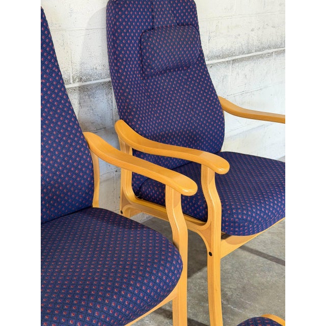 Wood Bentwood High Back Lounge Chairs With Ottoman Set of 3 Vintage Mid-Century Modern 1970s For Sale - Image 7 of 11