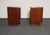 Pair of Mid-Century Modern Stained Mahogany and Brass Two-Drawer Nightstands For Sale - Image 4 of 18