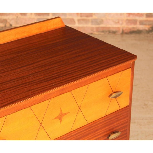 1950s Mid-Century Mahogany Chest of Drawers with Brass Handles by Lebus, 1950s For Sale - Image 5 of 12