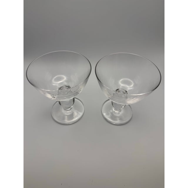 Vintage Crystal Coupe Glasses Ball Stem Baluster Scandinavian Style Heavy Glass - Set of 2 For Sale - Image 4 of 9