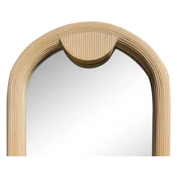 Vintage Coastal Cerused Pencil Reed Arch Mirror For Sale - Image 12 of 12
