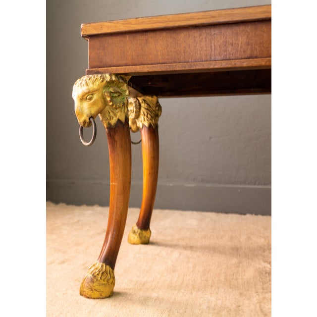 Giltwood Rams Head and Hoofed Saber Leg Burlwood Coffee Table For Sale - Image 15 of 18