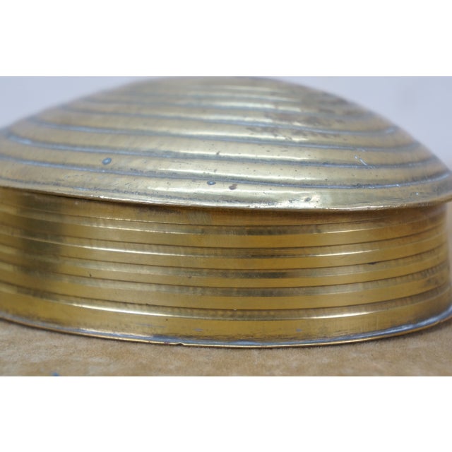 Mid 20th Century 2 Brass Nautical Beach Clam Sea Shell Keepsake Trinket Boxes Compotes 5" For Sale - Image 15 of 16