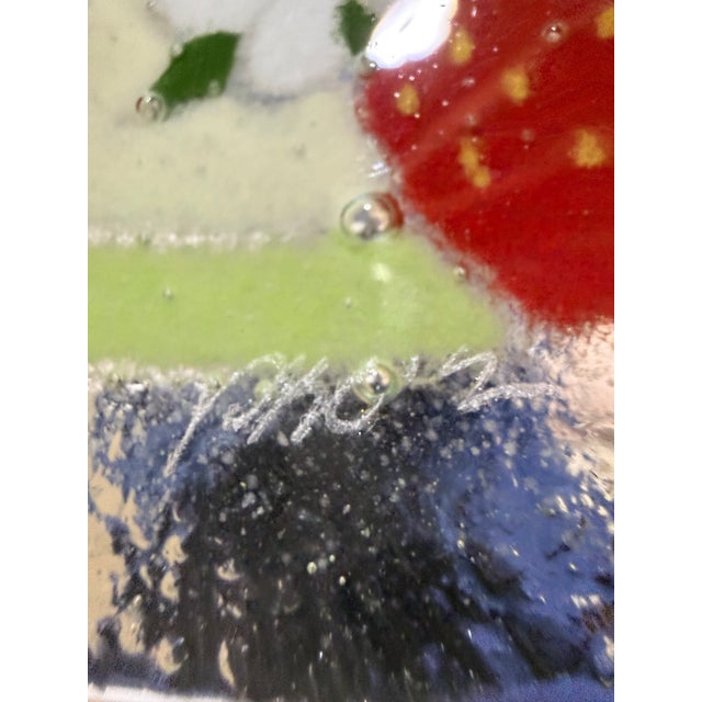 Signed Peggy Karr Fused Glass Strawberry Motif Accent Plates - Set of 4 For Sale - Image 4 of 6