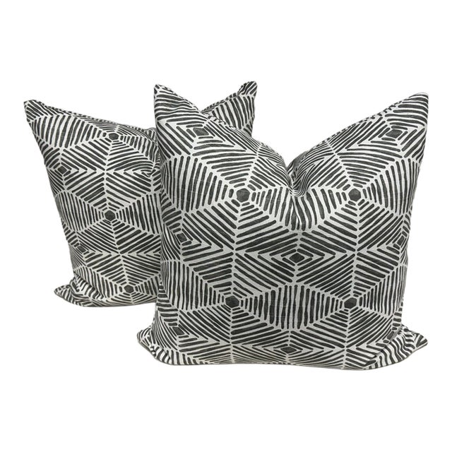 Thom Filicia for Eastern Accents Veldman Slate Pillows, Pair For Sale