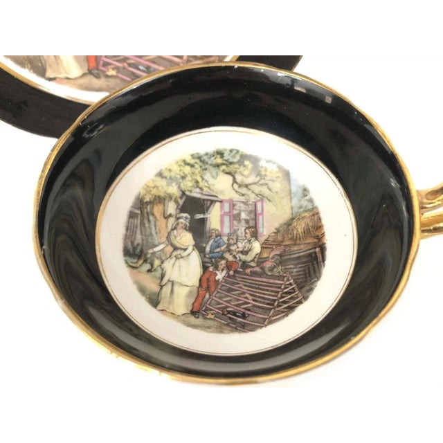Traditional Mid 20th Century Regency Vintage Bone China Teacup & Saucer Old England Transfer Scene VGC For Sale - Image 3 of 12