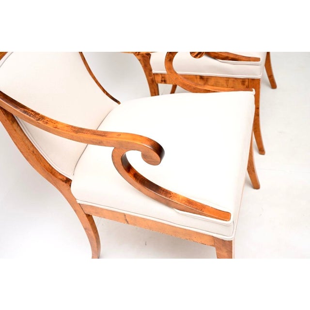 Brown Antique Biedermeier Swedish Satin Birch Armchairs, 1860s, Set of 2 For Sale - Image 8 of 11