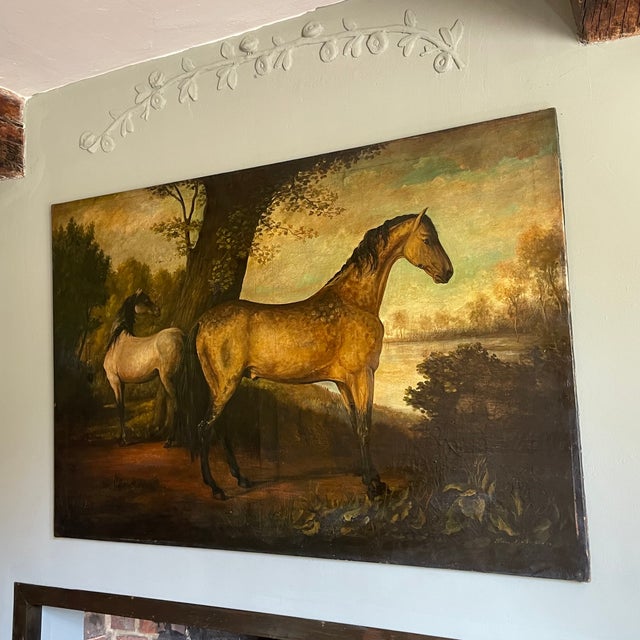 Horses in a Lake Landscape, 1800s, Oil on Canvas For Sale - Image 3 of 11