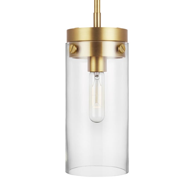Garrett from Chapman & Myers for Generation Lighting features cylindrical Clear Extruded Glass shades paired with...