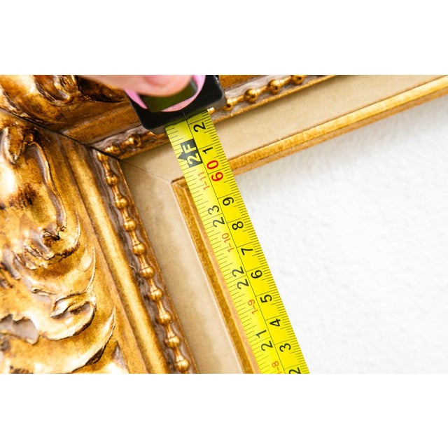 Antique Frame Picture Wall Framed Felt Gold Gilt Brass Art Floral 27.5x31.75 For Sale - Image 11 of 12