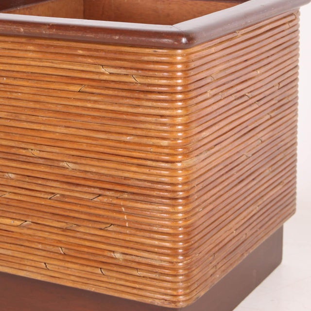 Vintage Rattan and Wood Planter, 1970s For Sale - Image 4 of 13
