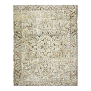 1970s Vintage Persian Handmade Wool Cotton Orange Area Rug For Sale