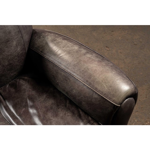 Charcoal Vintage Leather Lounge Armchair in Black by Klaussner For Sale - Image 8 of 9