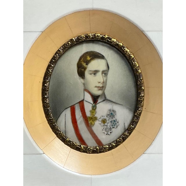 Wood Vintage Hand-Painted Portrait Miniature For Sale - Image 7 of 12
