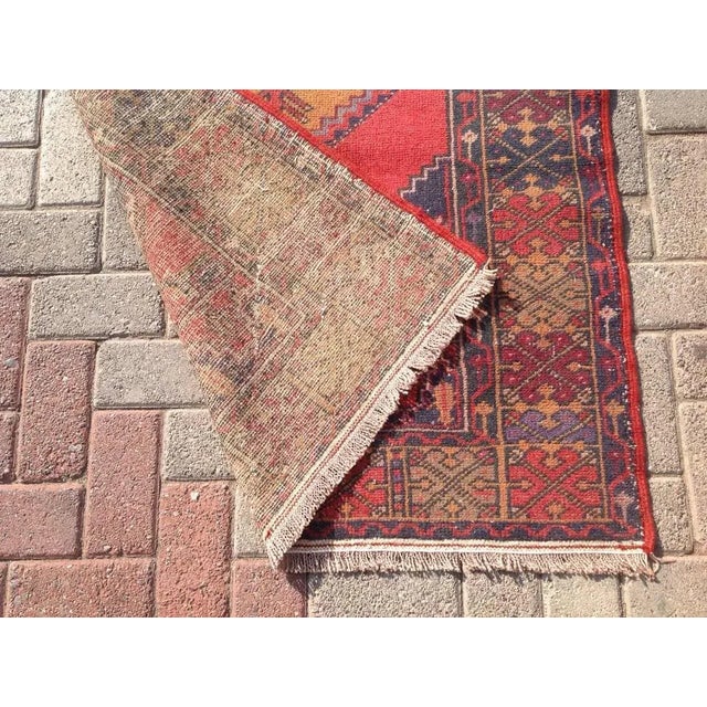 1960s Red Vintage Turkish Rug - 39"x66" For Sale - Image 5 of 6
