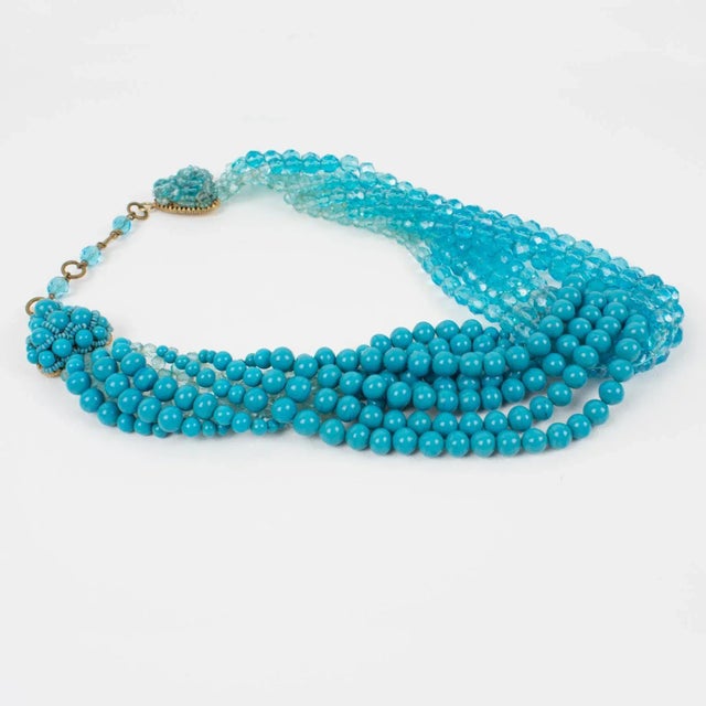 1950s Coppola E Toppo Blue Crystal Drapery Necklace For Sale - Image 5 of 11