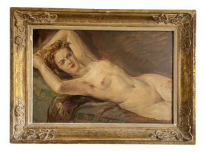 Paul Daxhelet, Reclining Nude, 20th Century, Oil on Panel