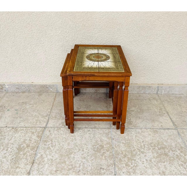 Danish Nesting Tables in Teak and Ceramic, 1960s, Set of 3 For Sale - Image 9 of 18