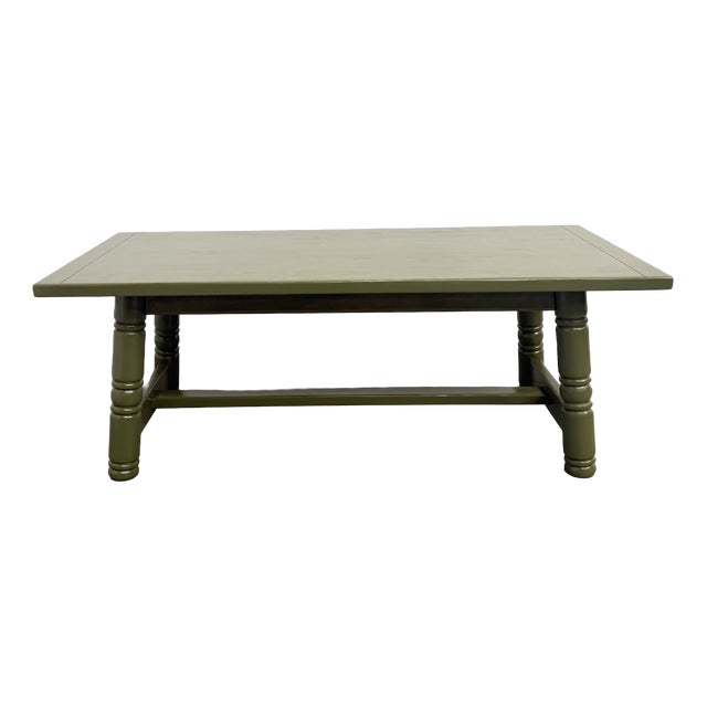 Olive Green Lacquered Dining Table from DLG Georges Robert, 1970 For Sale
