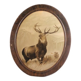 Early 20th Century Monarch of the Glen Hartford Insurance Advertising Tin Sign For Sale