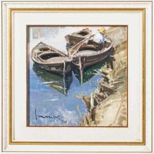 "Reflections". Oil on canvas. Signed and dated 1984. Dimensions: 40 x 40 cm.