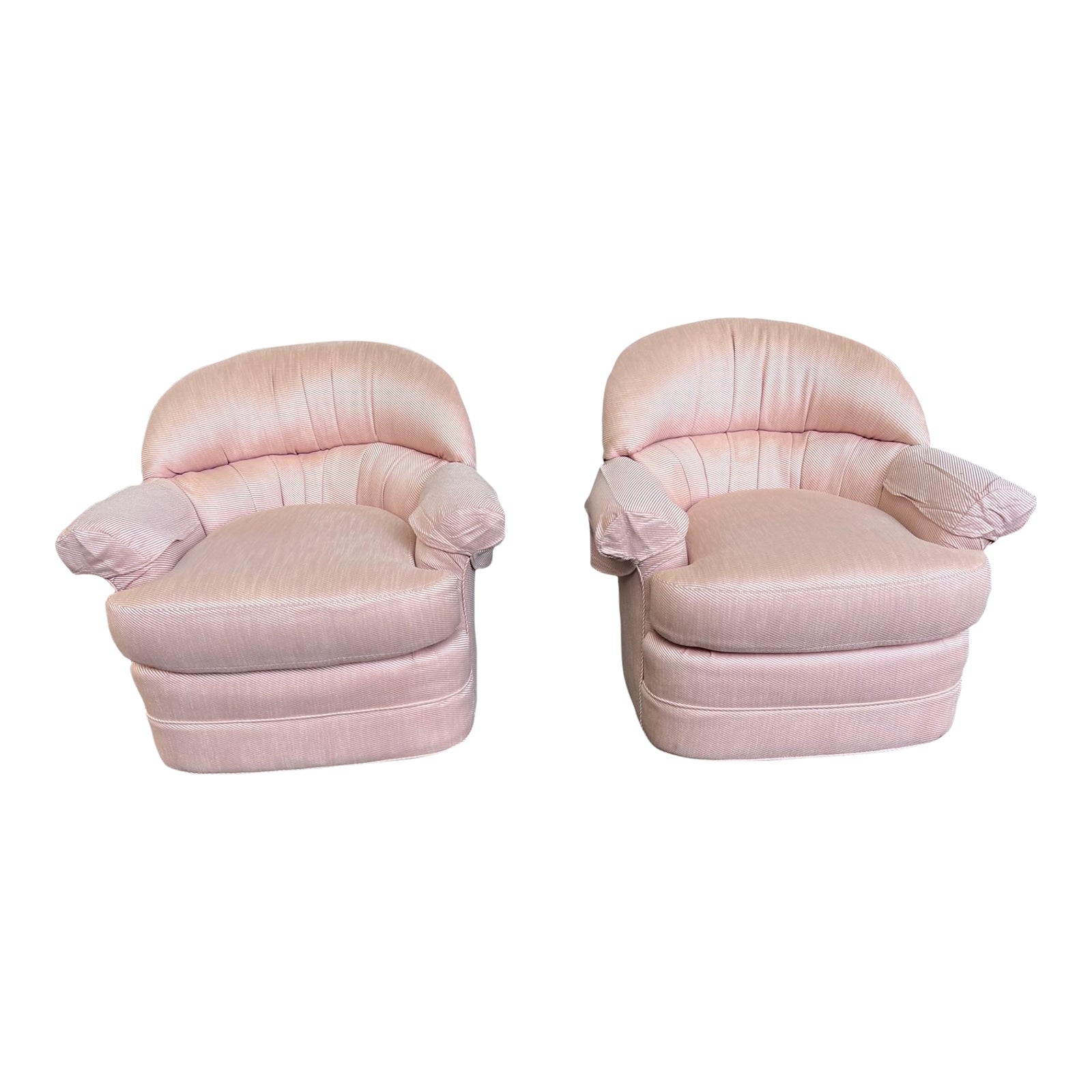 1990s Heritage Furniture Co. Pink Swivel Club Chairs a Pair Chairish