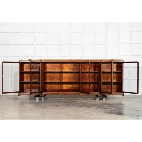 French Monumental Walnut Breakfront Glazed Bookcase, 1870s For Sale - Image 3 of 17
