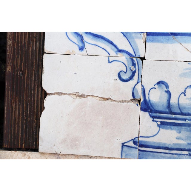 Tile Mural Panel Depicting a Baroque Jardinière With Flowers, Portuguese, 18th Century For Sale - Image 6 of 12