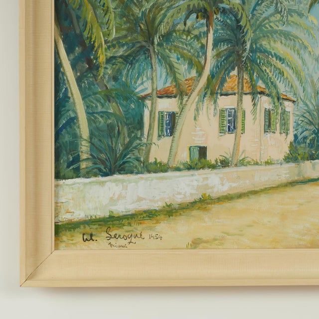 Tropical Painting of a Miami Estate by Alois Lecoque For Sale - Image 4 of 8