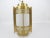 Art Deco style brushed brass and white acrylic hanging pendant light. Overall: 11.5"W x 11.5"D x 21"H to top of hanging...