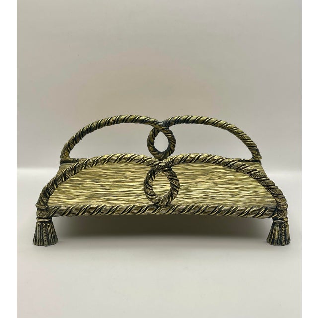 Vintage Golden Tassel Decorative Tray For Sale - Image 4 of 5