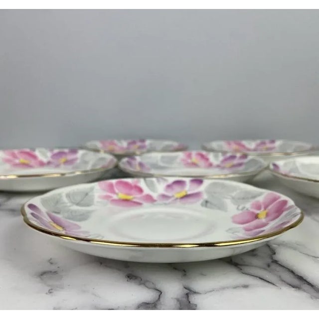 Ceramic Coalport Bone China Vintage Floral Bread & Butter Plates: Set of 6 For Sale - Image 7 of 10